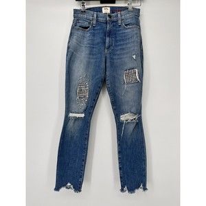 Alice + Olivia Blue Distressed Ankle Jeans